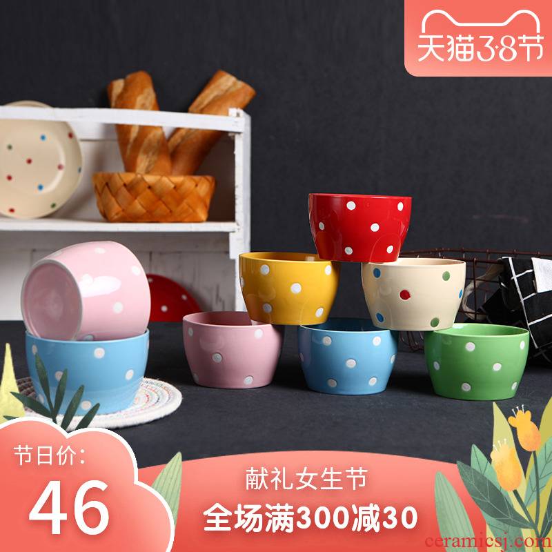 Wave point round expressions using bowl suit ceramic bowl art ceramic bowl mercifully rainbow such as bowl, lovely eat bowl eight pieces of household utensils