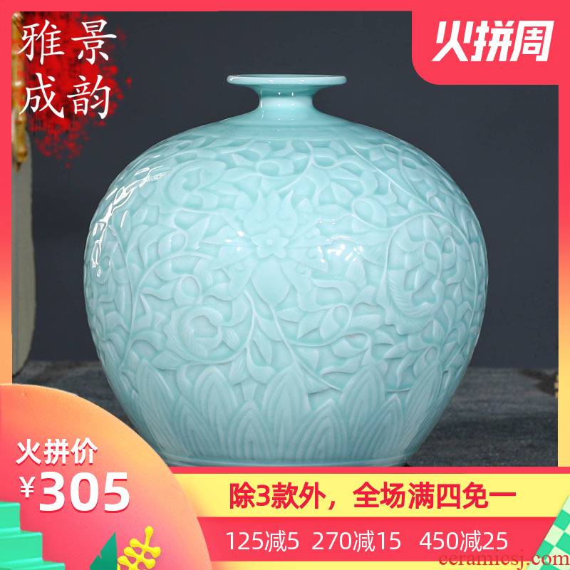 Jingdezhen ceramics art furnishing articles of new Chinese style restoring ancient ways is the high temperature glaze vase is I and contracted literary and artistic ideas