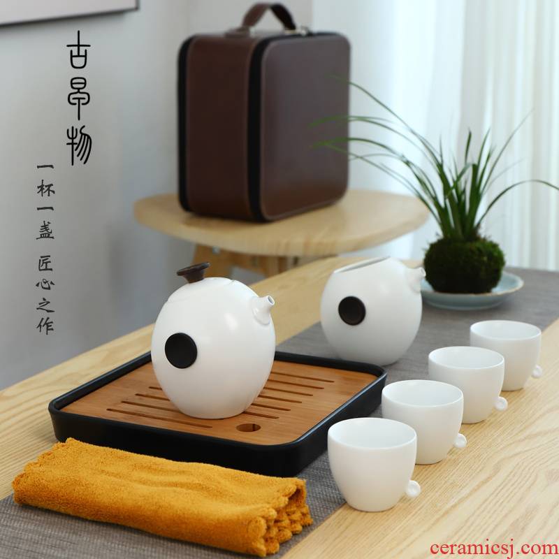 Penguins travel kung fu tea set suit Japanese portable crack teapot household of a complete set of 4 cups of ceramic tea cup