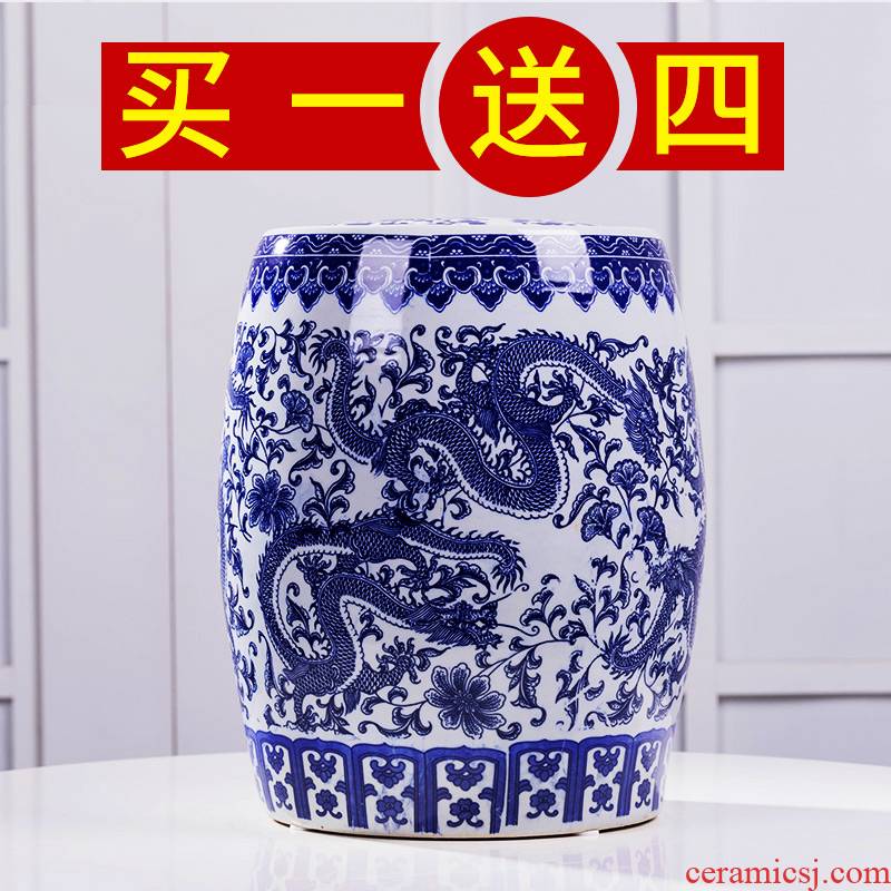 Jingdezhen blue and white same ricer box ceramic barrel 50 jins home 20 insect moisture - proof seal to rice storage box with cover