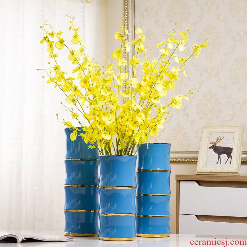 Light of jingdezhen ceramic vase key-2 luxury furnishing articles north European style living room dry flower arranging flowers lucky bamboo flowers home decoration