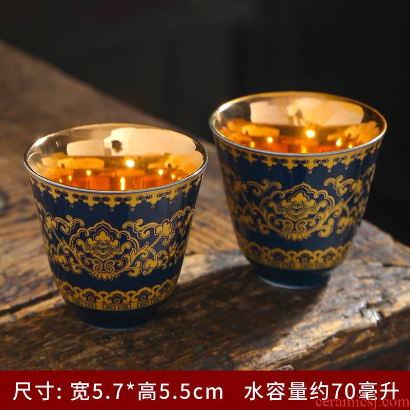 Jingdezhen ceramic famille rose colored enamel around single branch lotus masters cup kung fu tea tea tea cup bowl, trumpet