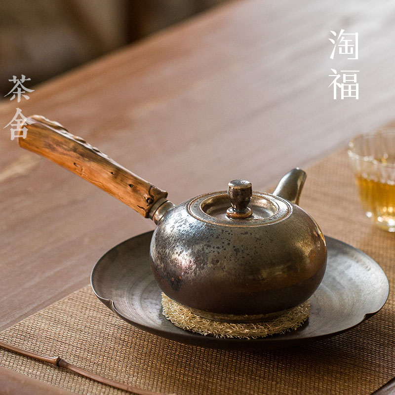 Taiwan Wu Jinwei firewood side pot of checking ceramic teapot single pot teapot household kung fu tea set collection
