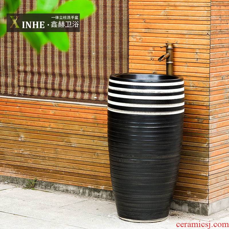 Jingdezhen ceramic basin art lavatory conjoined column one column pillar toilet lavabo lavatory balcony