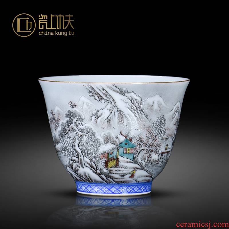 Pure manual hand - made snow snow mountain master sample tea cup cup single cup cup of jingdezhen ceramic tea set kung fu tea cups