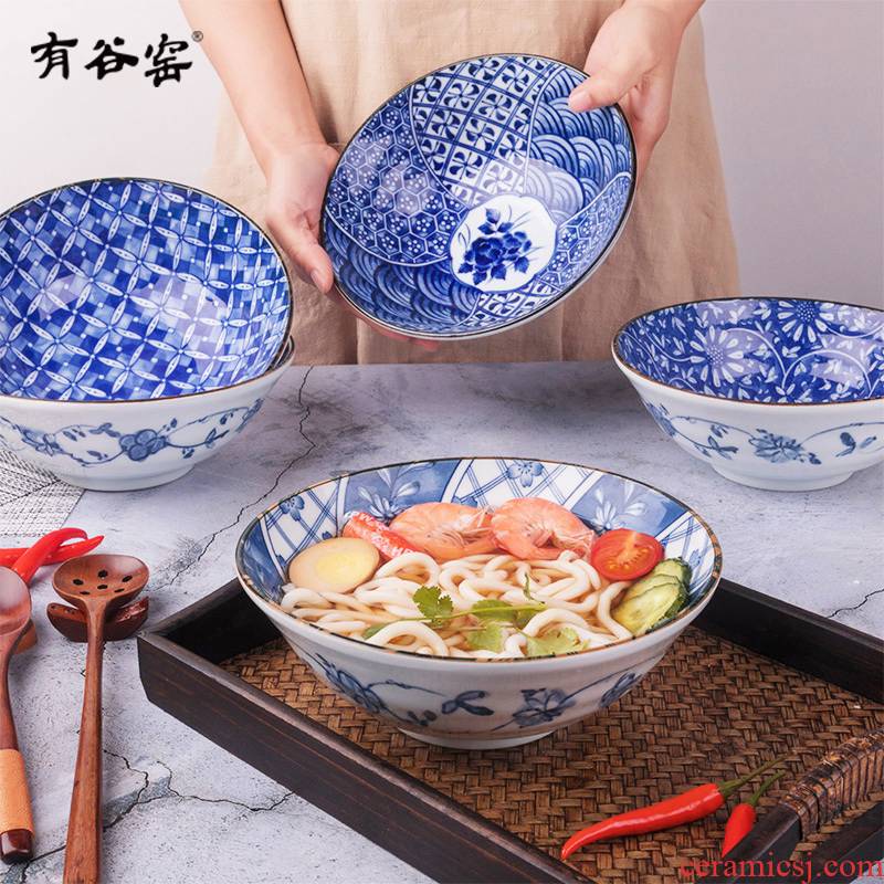 Valley up ancient dyeing imported from Japan and romantic pull rainbow such as bowl bowl meinung burn Japanese household porcelain bowl feng 12 cm