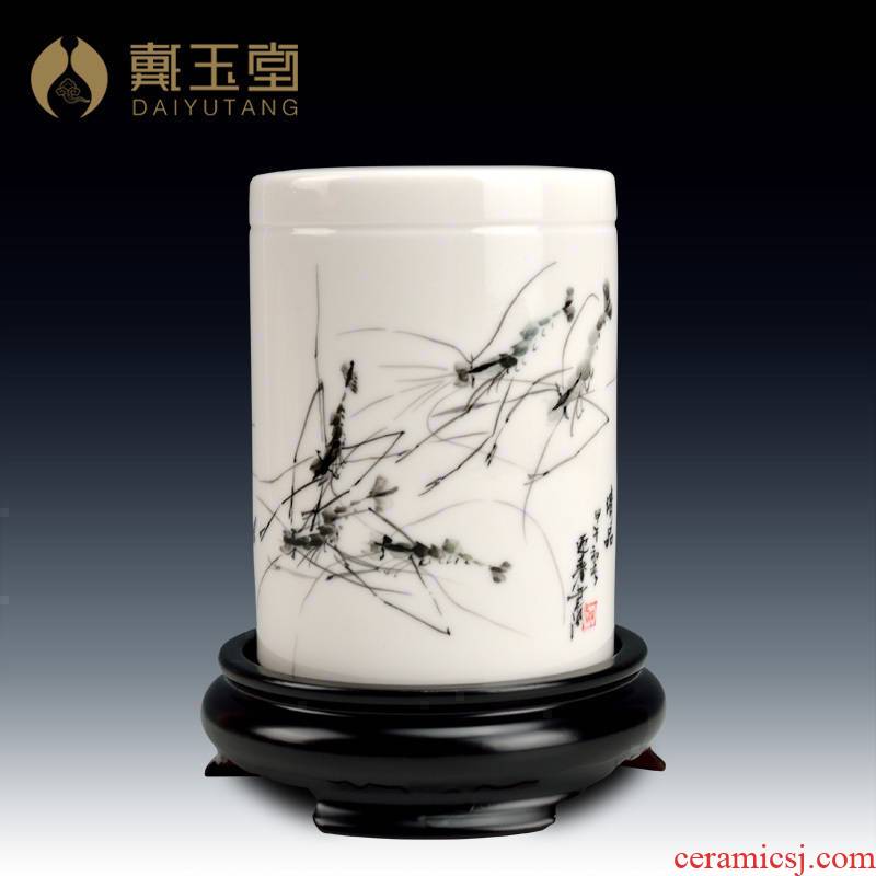 Yutang dai for head 'day gift the teacher practical decoration/ceramic hand - made painting and calligraphy brush pot furnishing articles