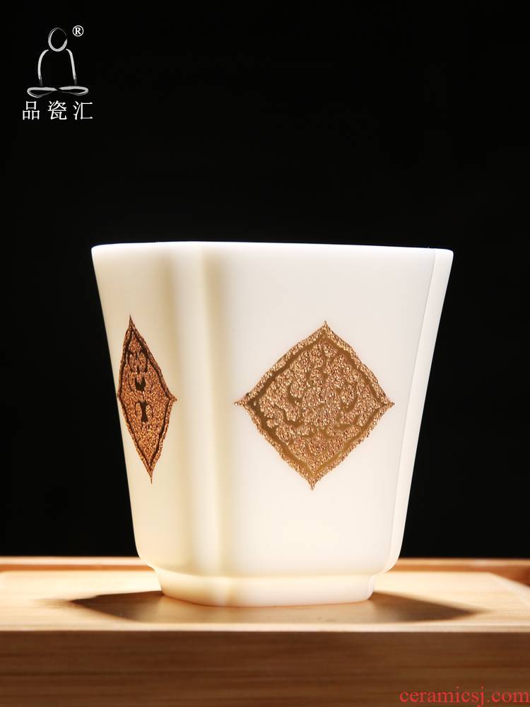 The Product porcelain sink/Lin yu - shan trace gold cup dehua white porcelain single CPU kung fu master tea tea auspicious sweet