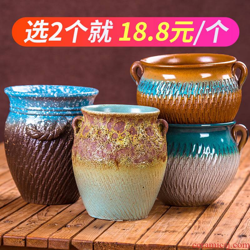 More coarse pottery flowerpot breathable element More meat plant purple orchid ceramic pottery flowerpot extra large wholesale
