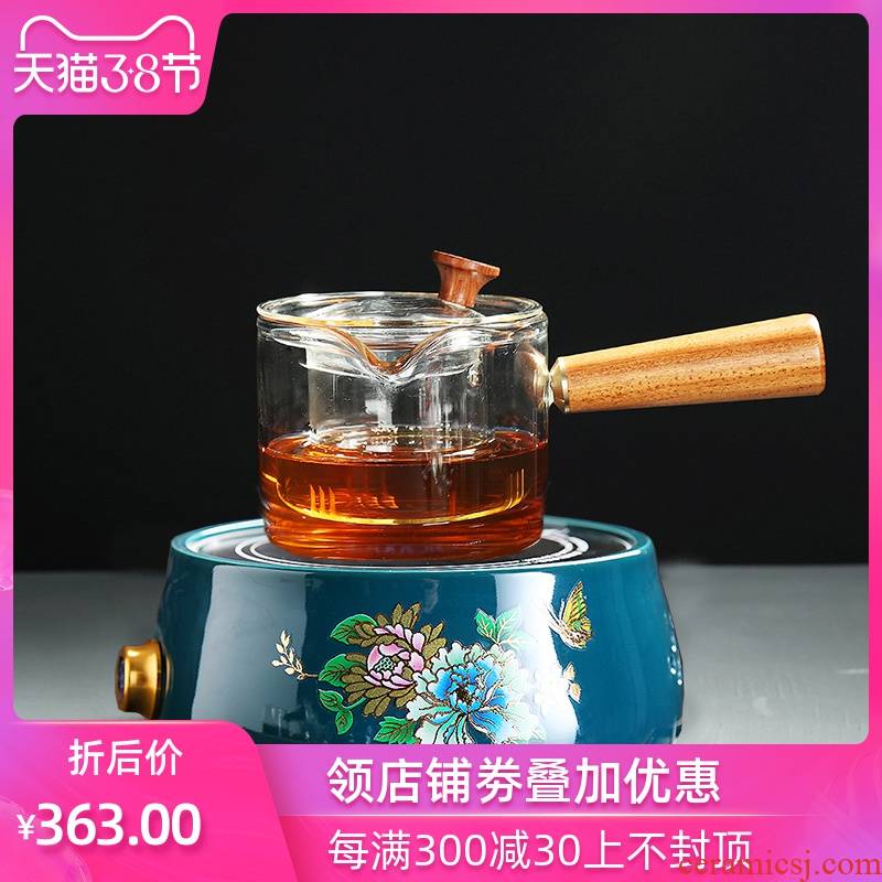 Thickening of the heat - resistant glass solid wood side boil pot, kettle electric TaoLu orange pu 'er tea teapot filter