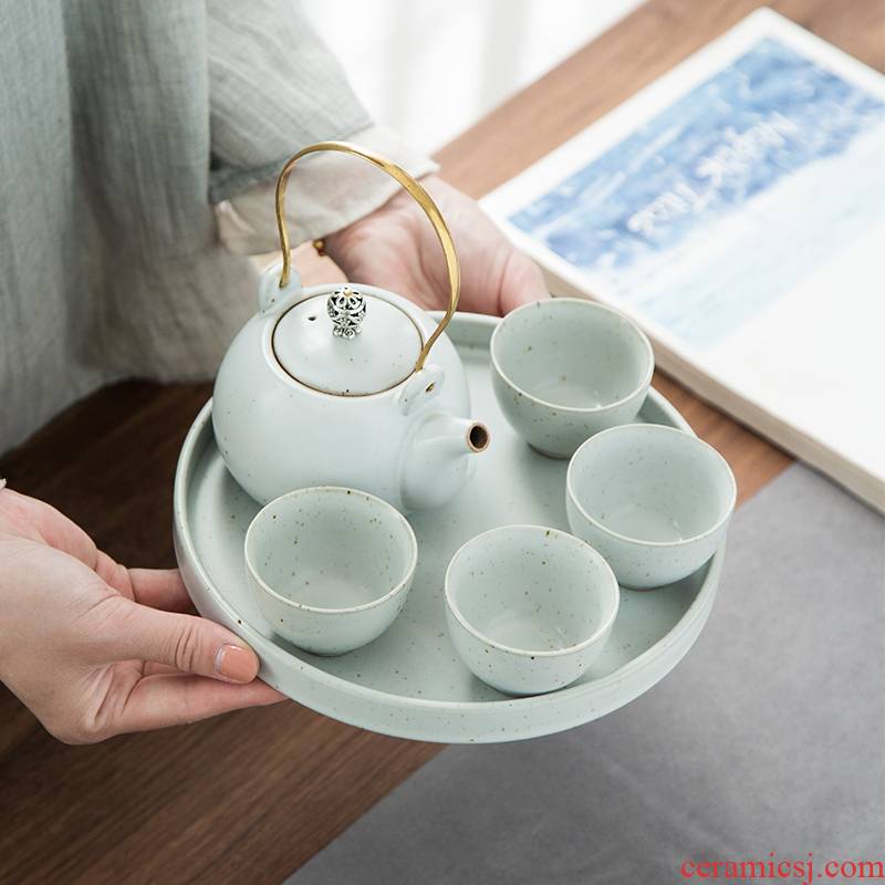 Zhuo royal creative kung fu tea sets ceramic tea cup teapot tea tray with tea office household contracted small set