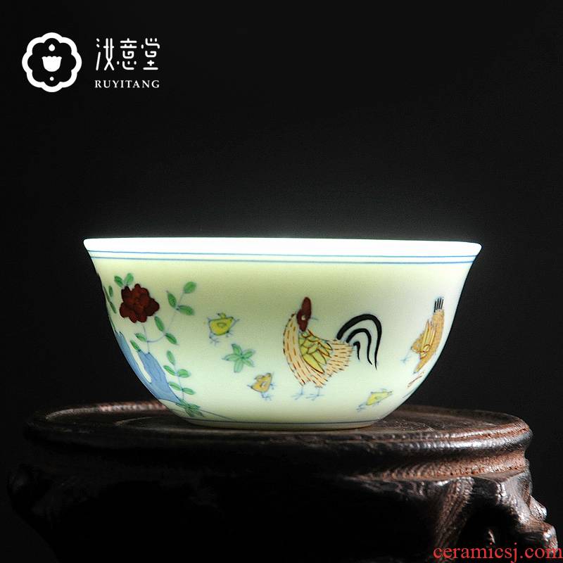 Jingdezhen ceramic imitation Ming chenghua chicken color bucket cylinder cup sample tea cup tea cup kung fu tea cups small bowl, master