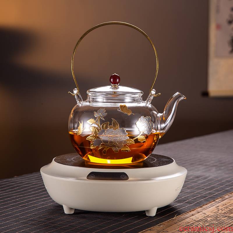 Household electrical TaoLu boiled tea ware suit glass kettle temperature burn electric teapot tea stove combination of gold and silver