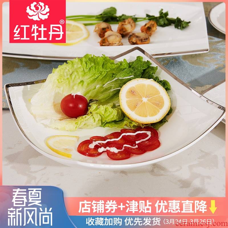 Tangshan ipads porcelain tableware dish dish dish home dinner plate creative irregular western - style food dish Japanese dishes ceramic fish dish
