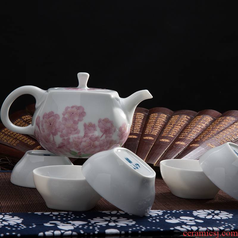 China red porcelain up with heavenly side the kung fu tea set liling upscale gift porcelain glaze color hand - made teapot teacup
