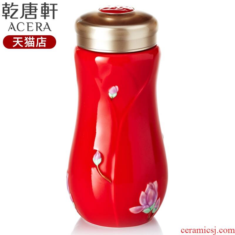 Do Tang Xuan porcelain cup made flowers blossom put cup double layer heat insulation creative ceramic cup with glass cup