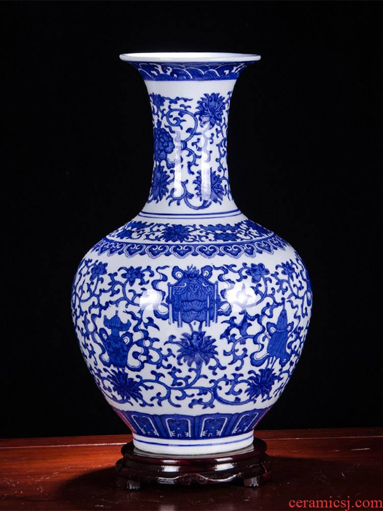 Blue and white porcelain vase furnishing articles flower arranging archaize little sitting room adornment handicraft gift of new Chinese style of jingdezhen ceramics