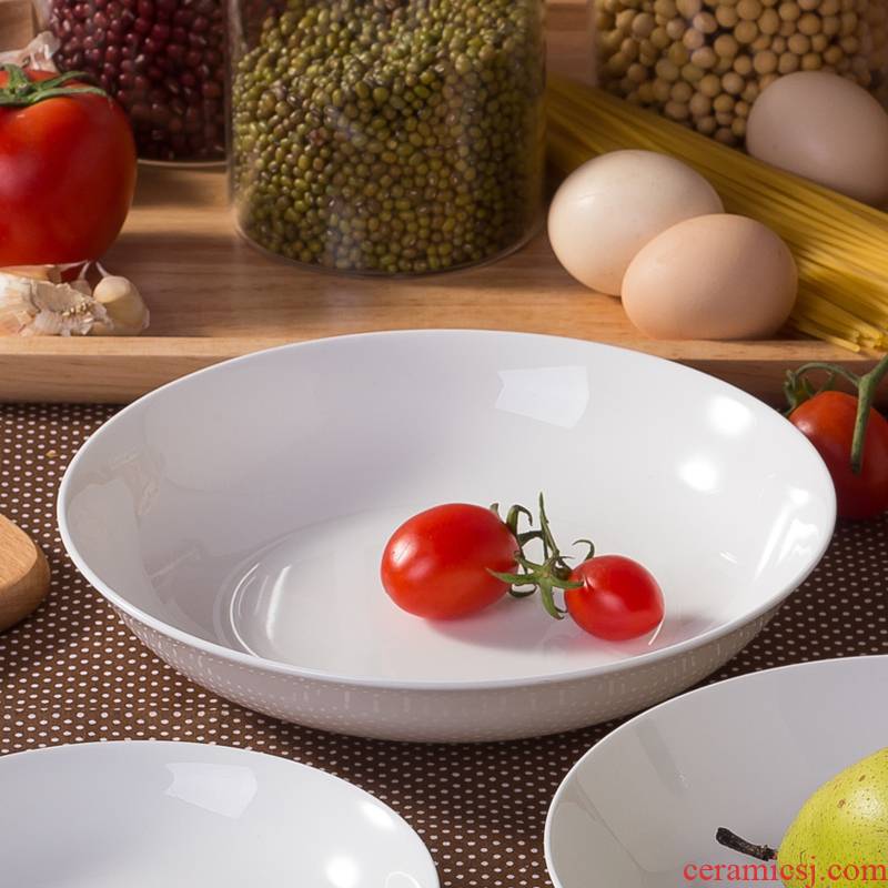Pure white suit creative ipads porcelain plate round soup plate tableware ceramic dishes home deep dish dish dish