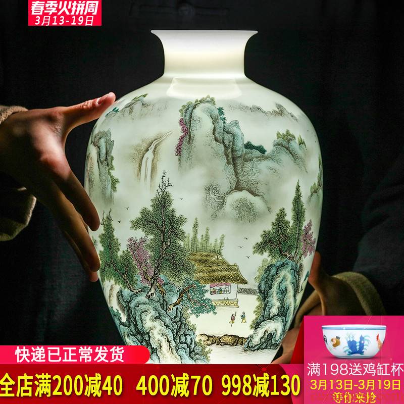 Jingdezhen ceramic vases, flower arranging new sitting room of Chinese style household furnishing articles pastel egg - shell China decorative arts and crafts