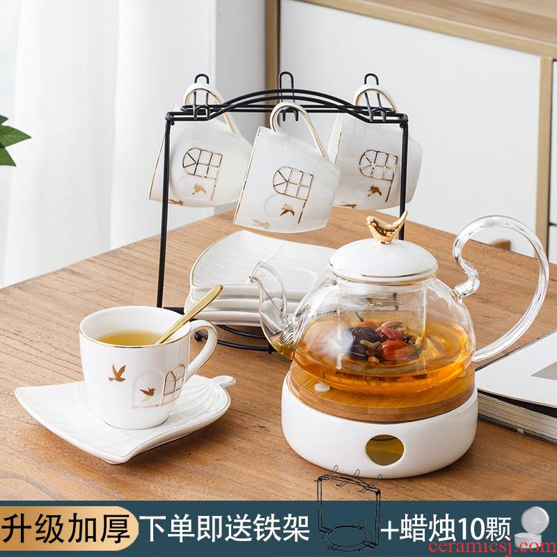 Based heating English afternoon tea fruit cups ceramic teapot set ou tea set household heat resistant glass