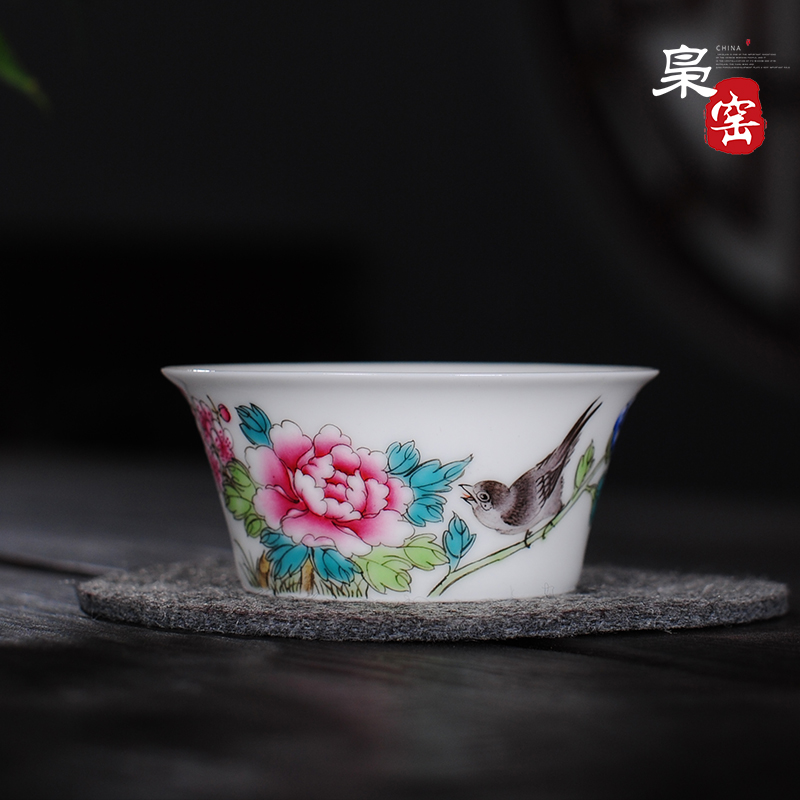 The Owl sample tea cup ceramic up jingdezhen tea hand - made kung fu tea and flowers and birds pu 'er tea light cup