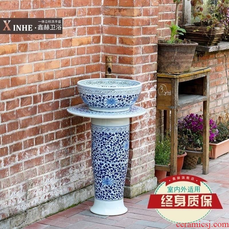 Jingdezhen ceramic pillar lavabo hand - made porcelain artists move be born small family for wash column basin