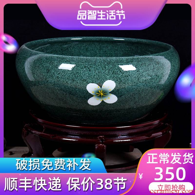 Jingdezhen ceramics daikin tank cylinder water lily tortoise refers to flower pot furnishing articles large aquarium ice name plum