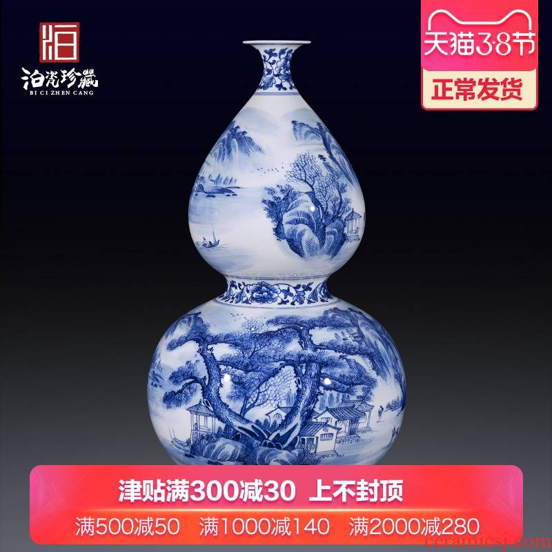 New Chinese style household antique blue and white porcelain of jingdezhen ceramics sitting room porch dry flower decoration vase furnishing articles