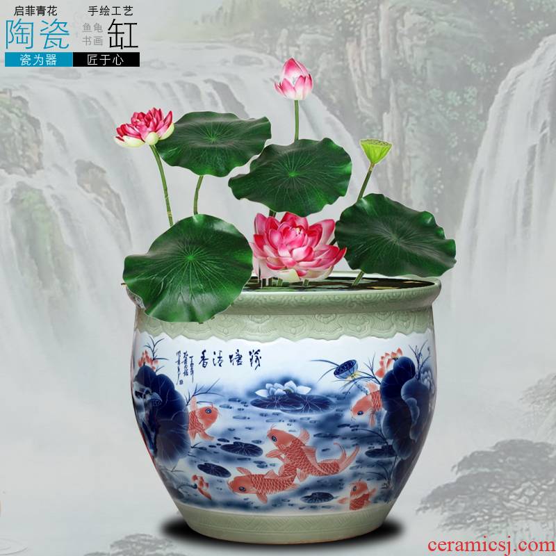 Jingdezhen ceramics goldfish VAT package mail the tortoise basin hydroponic plant water lily bowl lotus tank floor furnishing articles