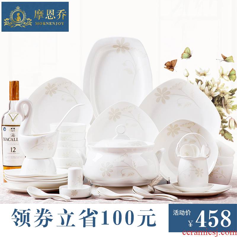 Dishes suit Chinese 56 head of jingdezhen ceramic ipads China tableware suit Korean Dishes household contracted move