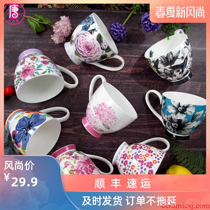 Household water cup Korean breakfast cup of large ipads China tea cup ceramic glass imitation hand - drawn cartoon keller cup