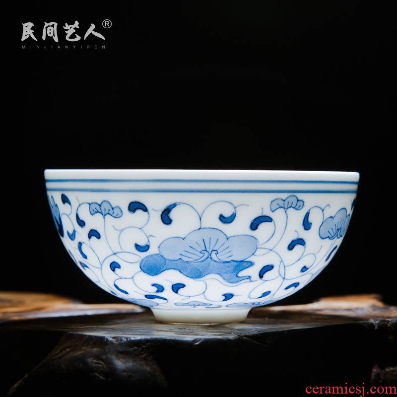 Jingdezhen ceramic hand - made tea cups single CPU master cup sample tea cup individual cup kung fu tea bowl