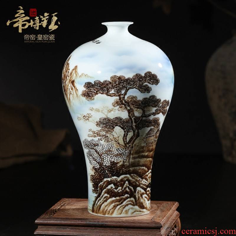 The Master of jingdezhen ceramics sitting room adornment is placed manual hand - made scenery thin body porcelain bottle name plum Chinese vase