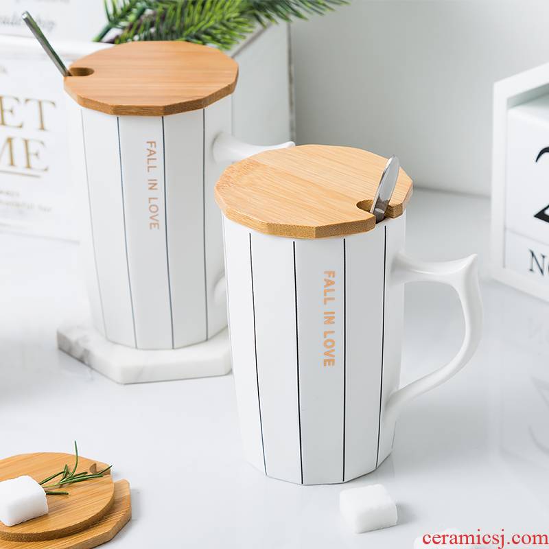 TaoDian mugs creative contracted Nordic ins wind lovers cup milk cup coffee cup with cover letters
