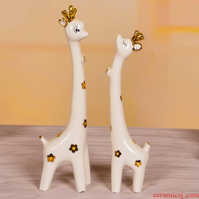 Cb66 jingdezhen ceramic name plum flower dog lovers sika deer sitting room art furnishing articles home decoration arts and crafts