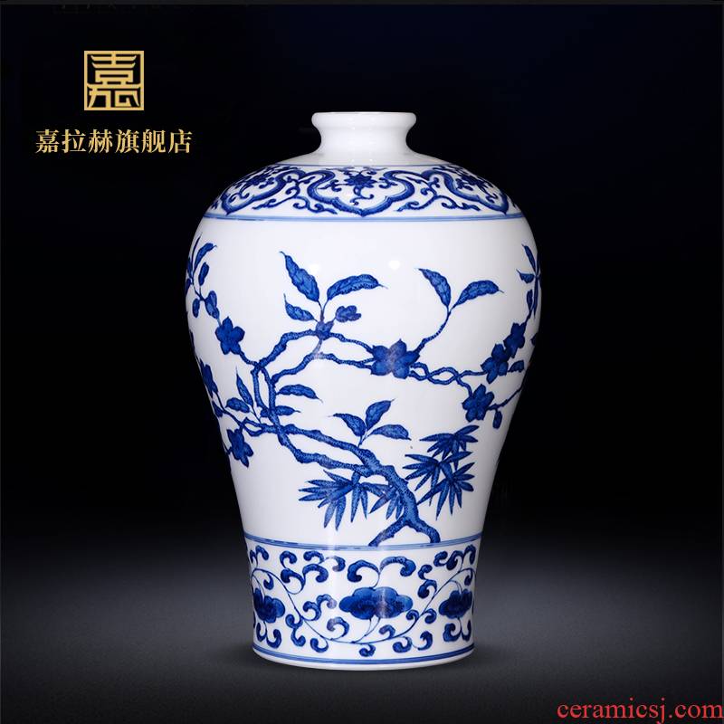 Jia lage hand - made antique vase jingdezhen ceramic bottle furnishing articles sitting room of new Chinese rich ancient frame of blue and white porcelain porcelain