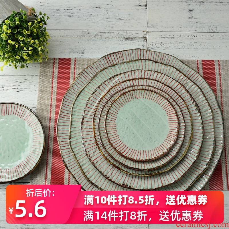 Three ceramic tableware Korean dishes, eat dish plate cold dish dish of large plate steak household hotel snack plate