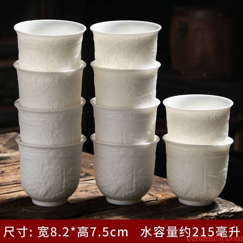 Suet jade porcelain dehua white porcelain kung fu tea cups of a single ceramic tea cup sample tea cup tea master cup single CPU
