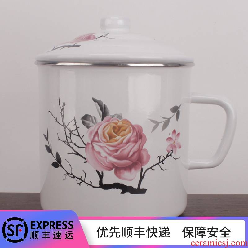 16 cm 3000 ml 】 【 enamel cup enamel cup girl lovely cup noodles wind cup happens the enamel