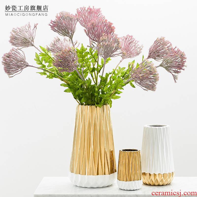 Creative ceramic golden color matching origami vase furnishing articles Nordic table decorations, the sitting room flower arranging dried flower flower