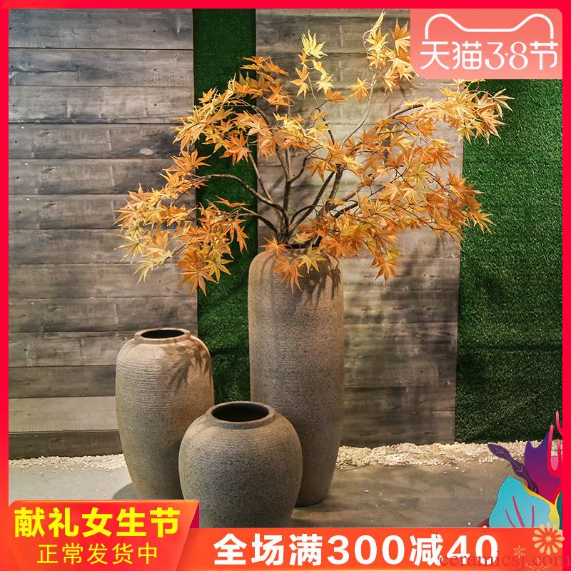 Jingdezhen retro nostalgia ceramics of large coarse pottery vase flowers large floral suit hotel villa decoration