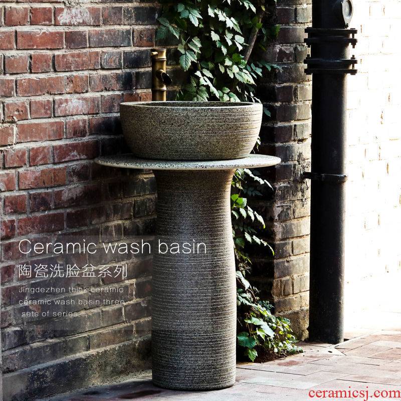 The sink basin of pillar type washs a face ceramic column balcony is suing toilet ground station pond basin courtyard