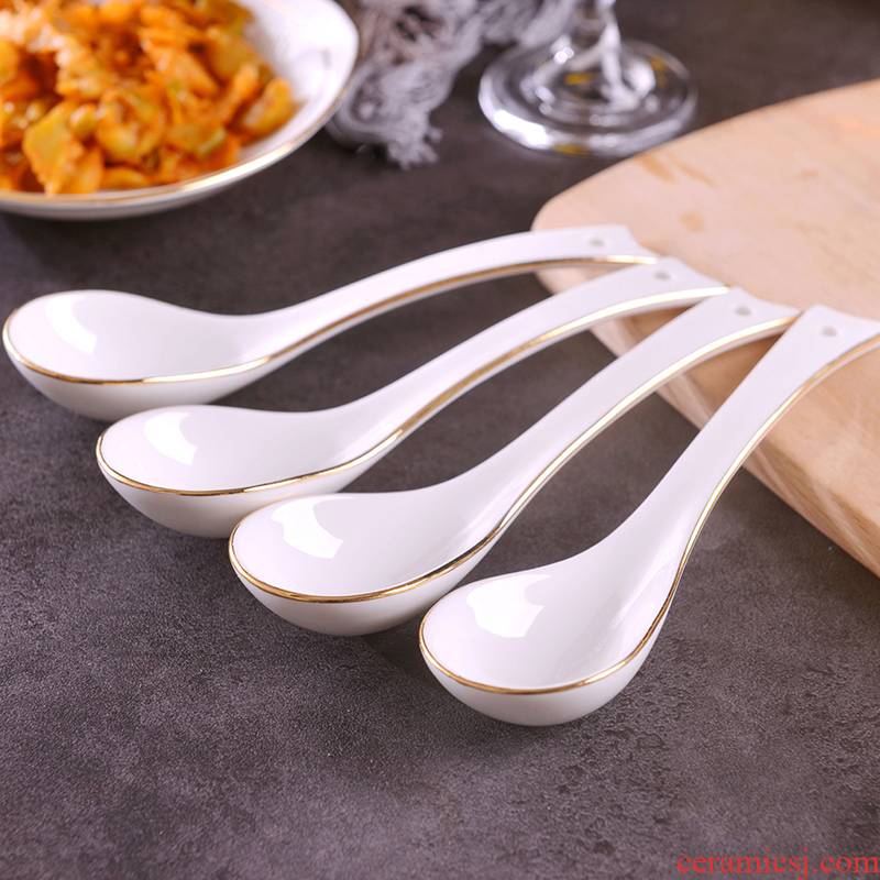 Jingdezhen manual gold 】 【 son home up phnom penh ipads porcelain run Chinese tableware, lovely ceramic spoon, soup spoon