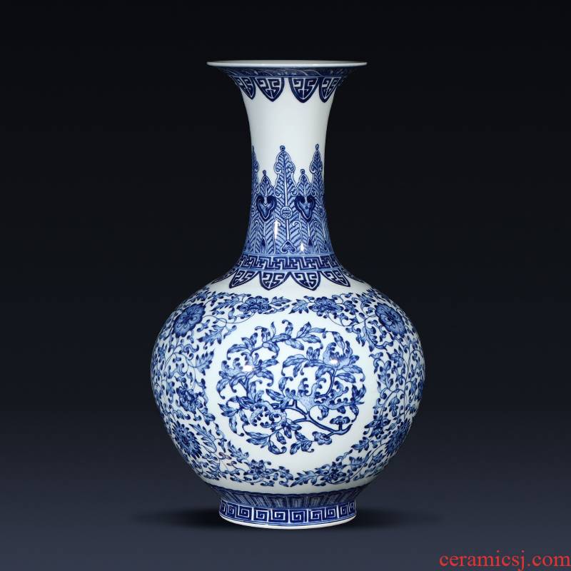 Jingdezhen ceramics imitation qianlong antique Chinese blue and white porcelain vase flower arrangement sitting room porch decoration furnishing articles
