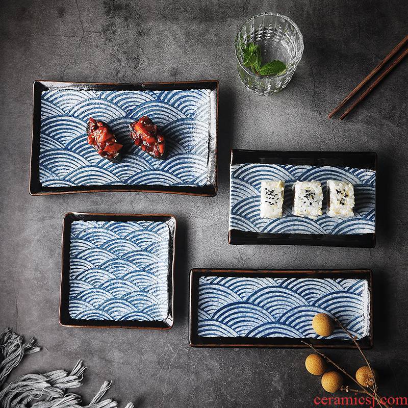 Tao soft Japanese sushi tableware ceramics rectangle plate creative sashimi dish dessert of disk all the household flat