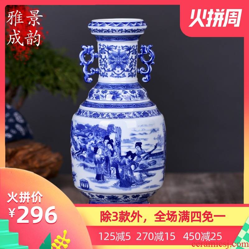 Restoring ancient ways of jingdezhen blue and white porcelain vase zen art ceramics vase flower creative office furnishing articles