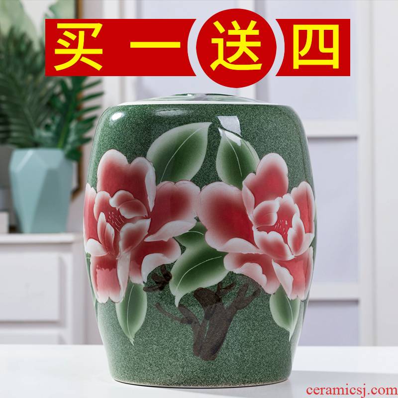 Jingdezhen ceramic ricer box barrel storage bins 30 jins of large capacity storage tank with cover seal household moistureproof insect - resistant