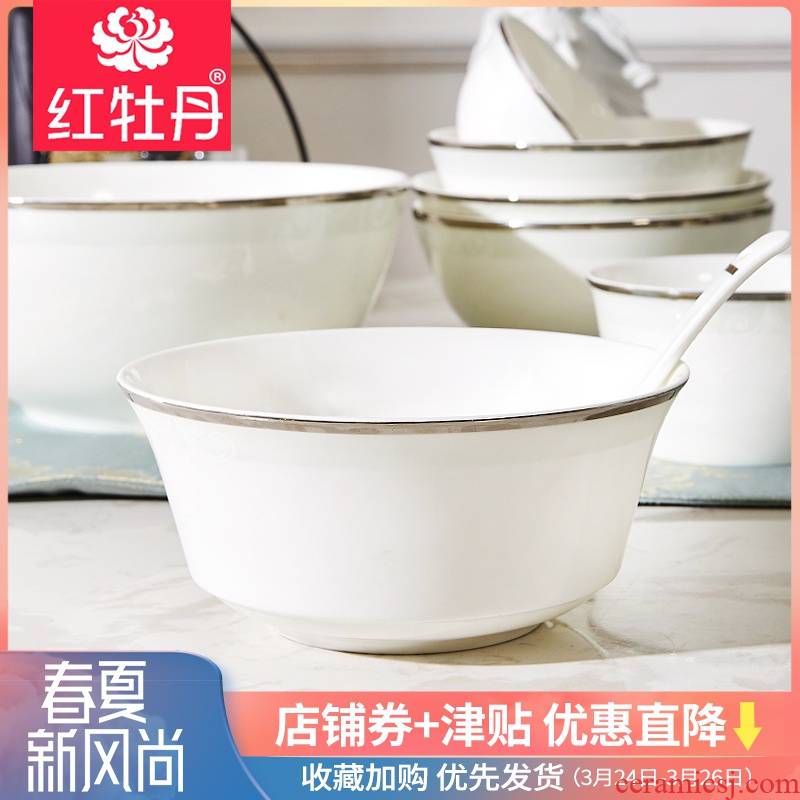 Ipads China tableware ceramic bowl round bowl to eat rice bowls home party big yards soup bowl rainbow such as bowl steaming bowl suit contracted