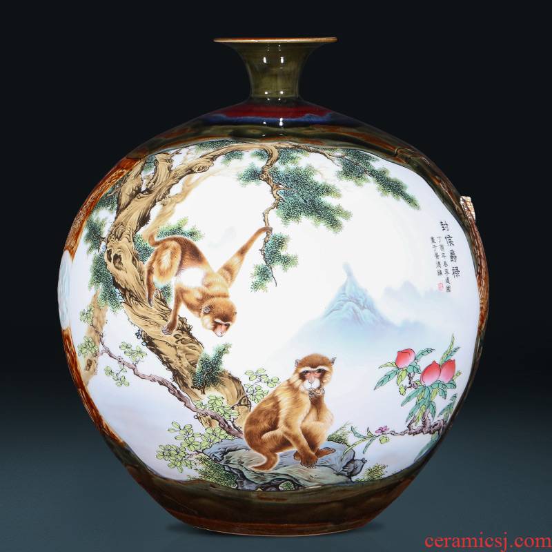 Archaize of jingdezhen ceramics powder enamel up carved Chinese big vase sitting room porch place gifts