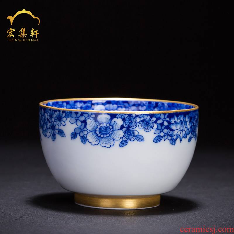 The Master cup single CPU jingdezhen ceramic tea set small checking sample tea cup personal of blue and white porcelain cup kunfu tea cups